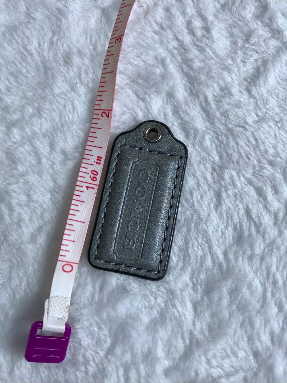 Coach Gray Leather Key & Card Holder Tag (96)